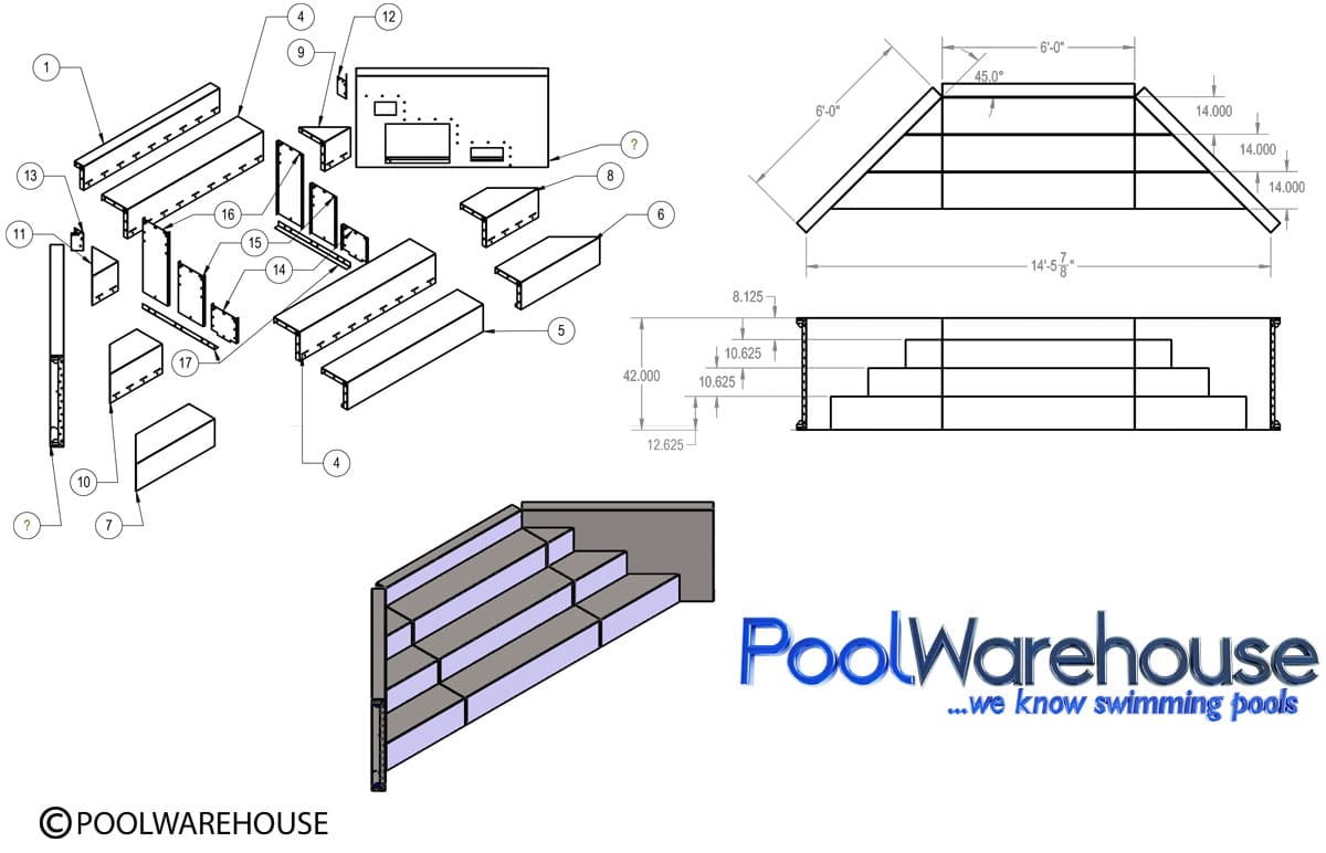 14'6" Grecian Swimming Pool Step