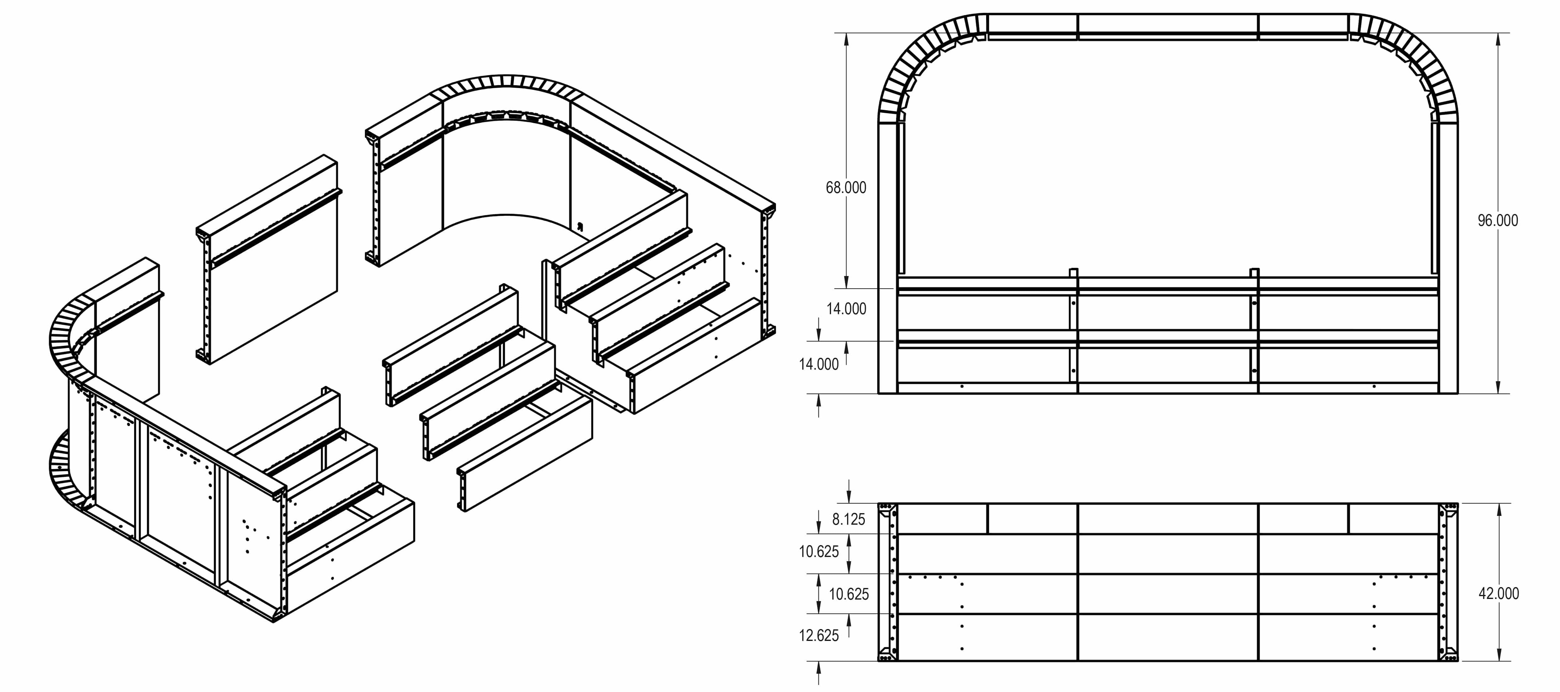 8' x 12' 2' R w/Tanning Ledge Steps