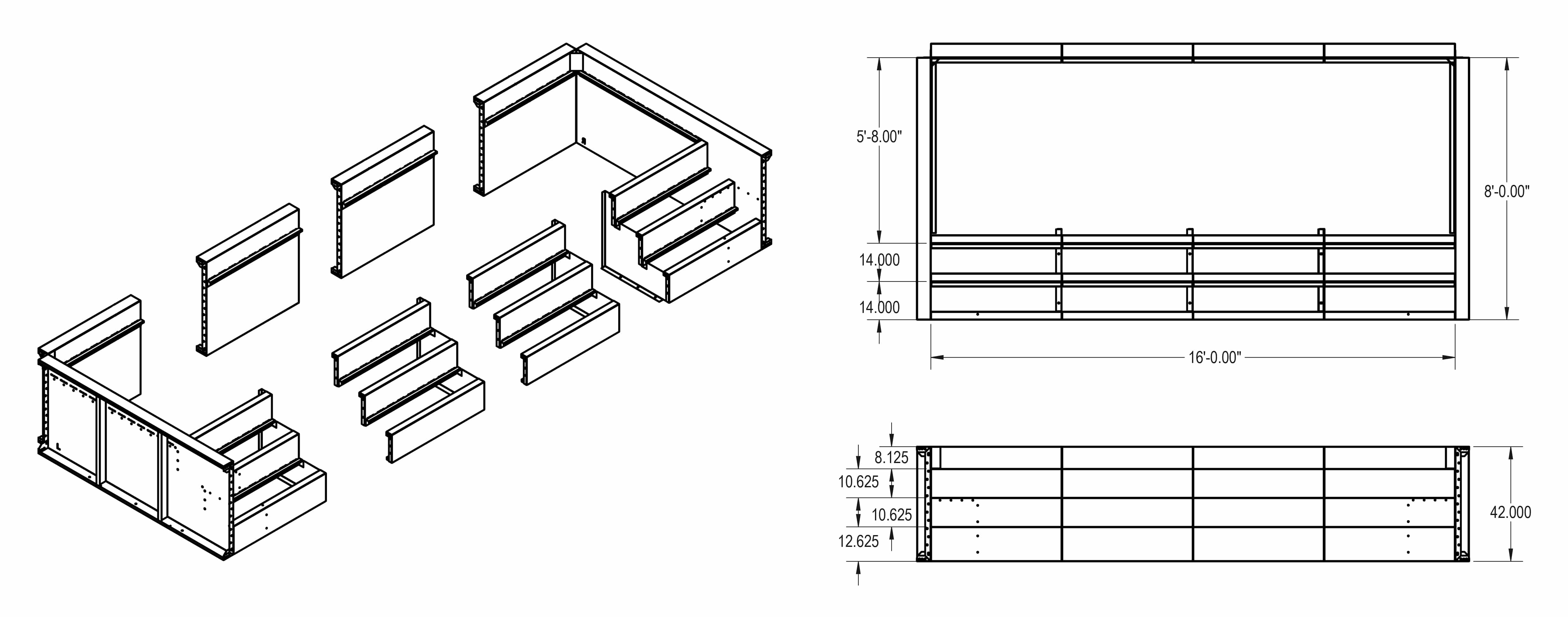 8' x 16' 6" R w/Tanning Ledge Steps